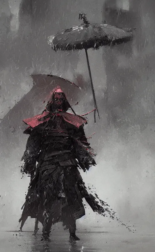 Image similar to samurai in rain, arcane, by fortiche, by greg rutkowski, esuthio, craig mullins