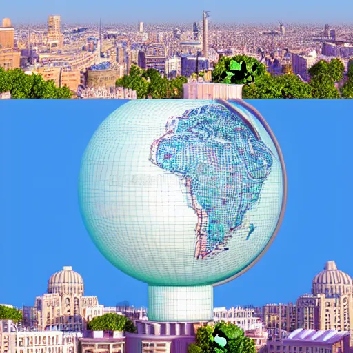 Image similar to llustration of the globe with 3 d top touristic attractions on it, 3 d render, 3 d model, smooth, illustration