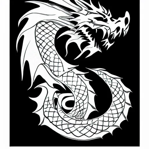 Image similar to dragon, sticker, b & w, white outline, by artgerm and greg rutkowski, grey background