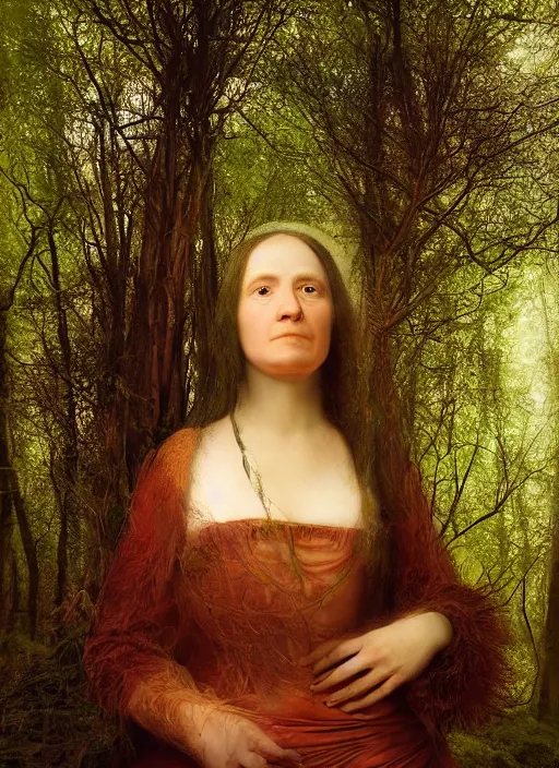 Prompt: portrait of a women who invented time in the forest that could not sleep, modern fine art, fractal, intricate, elegant, highly detailed, digital photography, subsurface scattering, by jheronimus bosch,