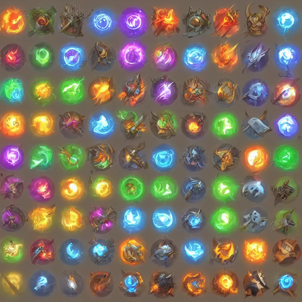 Prompt: set of mmorpg skill icons