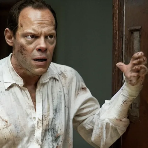 Image similar to a screen still of phil spencer in a horror scene from the movie the conjuring