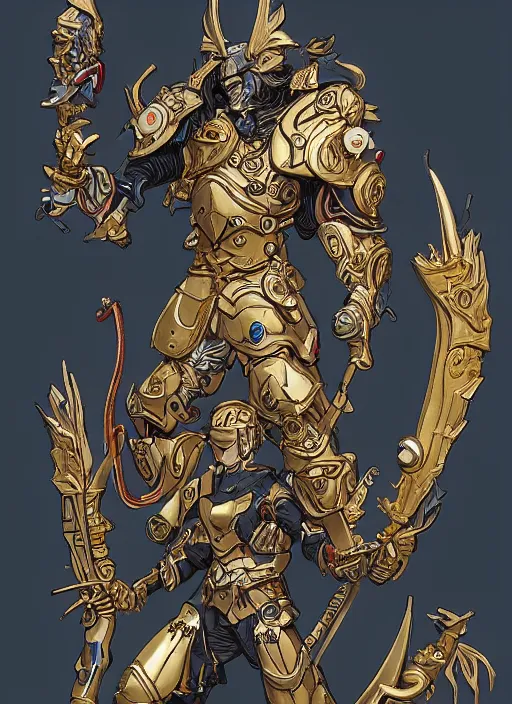 Image similar to gold paladin, james jean style, claymation style,