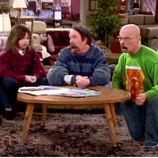 Prompt: a screenshot of Walter White in ICarly (2008) low quality, vhs quality, aired on Nickelodeon,