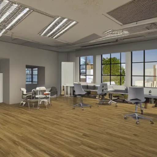 Prompt: medium shots, offices, open space, vintage, very high detail, realistic