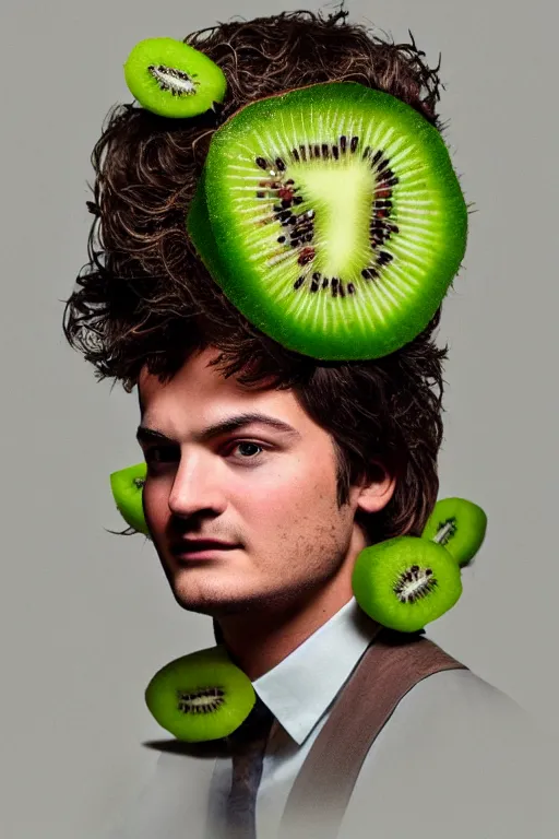 Prompt: 📷 joe keery made of kiwi fruit 🥝, made of food, head portrait, dynamic lighting, 4 k