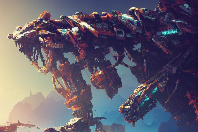 Image similar to sunwing machine mecanical creature robot of horizon forbidden west horizon zero dawn bioluminiscence global illumination ray tracing hdr fanart arstation by ian pesty and alena aenami artworks in 4 k