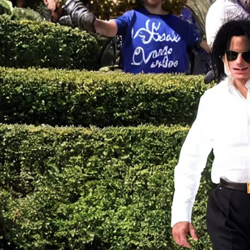 Image similar to joe biden dressed as michael jackson visiting Disneyland