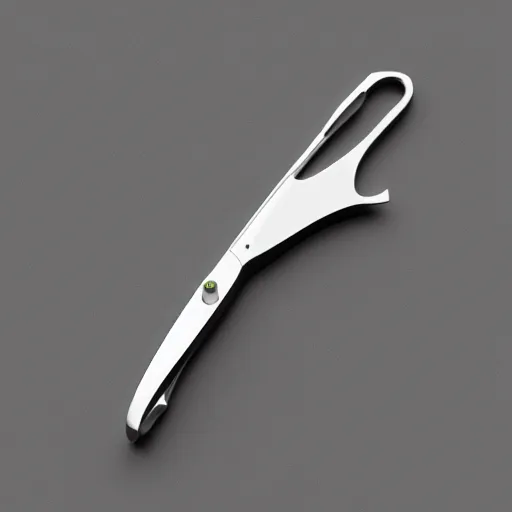 Prompt: “automated scissors by dieter rams, full product photo, keyshot render, white smooth industrial design, apple computer scissors”