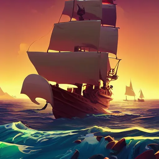 Image similar to painting treasure on sea of thieves game smooth median photoshop filter cutout vector, behance hd by jesper ejsing, by rhads, makoto shinkai and lois van baarle, ilya kuvshinov, rossdraws global illumination