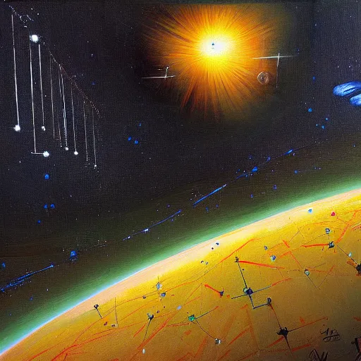Prompt: The Higgs Boson, a detailed painting by Wojciech Siudmak