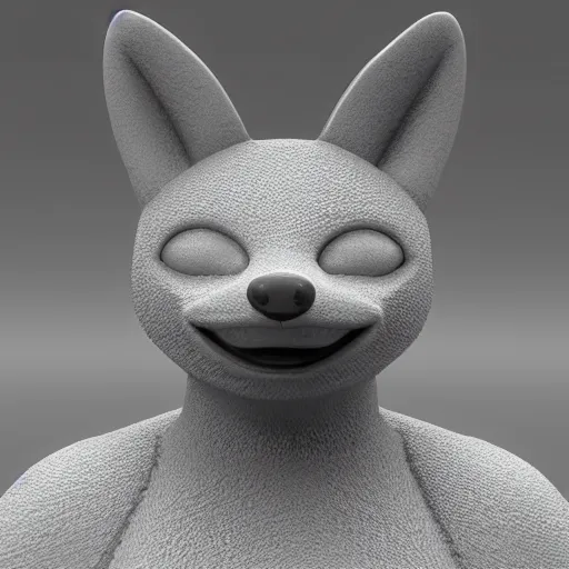 Prompt: fox, clay emoji, a close up of a toy animal on a white surface, a 3 d render by puru, polycount contest winner, rendered in maya, physically based rendering, made of rubber