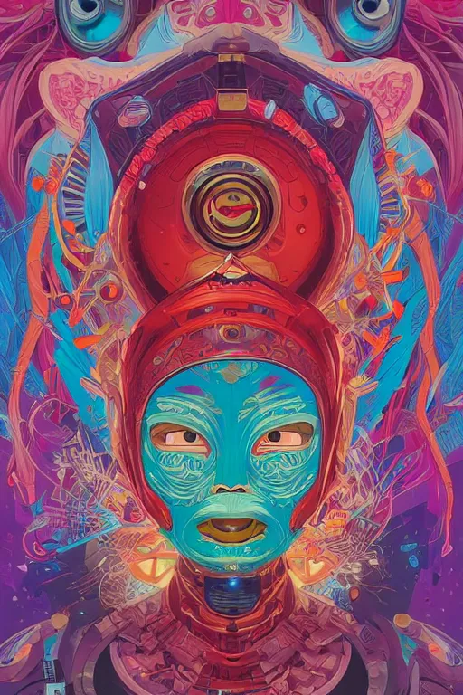 Image similar to a hacker wearing a quetzal mask, Tristan Eaton, victo ngai, artgerm, RHADS, ross draws