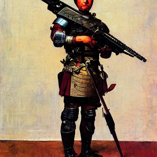 Prompt: portrait of a knight with an ar - 1 5, by norman rockwell