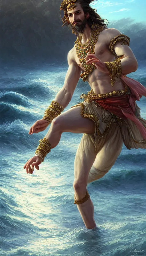 Image similar to elegant corsaire full body portrait, stern look, late xix century commodore vest, wild ocean background, intricate, highly detailed, digital painting, artstation, concept art, sharp focus, illustration, art by Artgerm, Grafit Studio, and Greg Rutkowski, Craig Mullins, Makoto Shinkai, Stanley Artgerm Lau, WLOP, Rossdraws, James Jean, Andrei Riabovitchev, Marc Simonetti, krenz cushart, Sakimichan, D&D trending on ArtStation, digital art - W 640