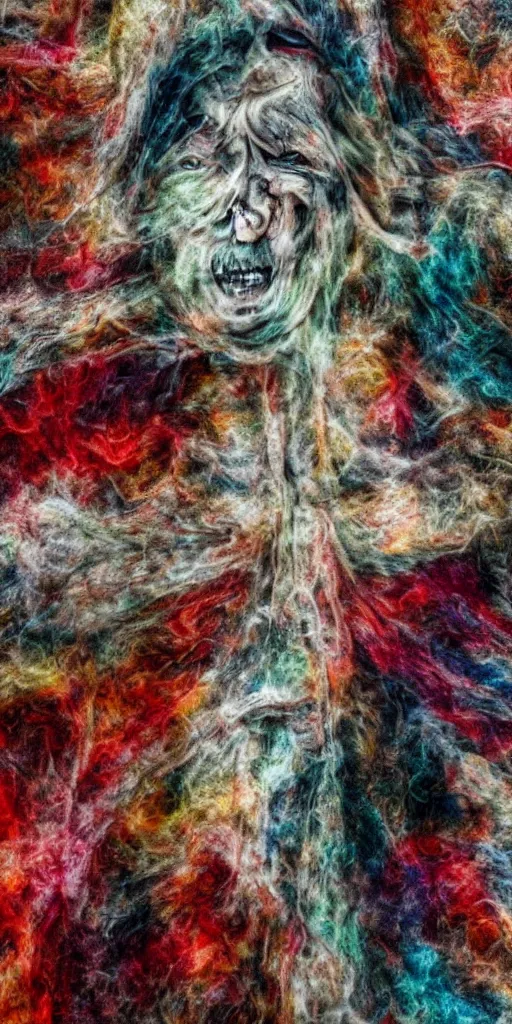 Image similar to feeling rage like never before, surrealism, abstract human face, hidden behind torn cloth swirling violently, abstract cloth simulation, tattered fabric, rags, ragged