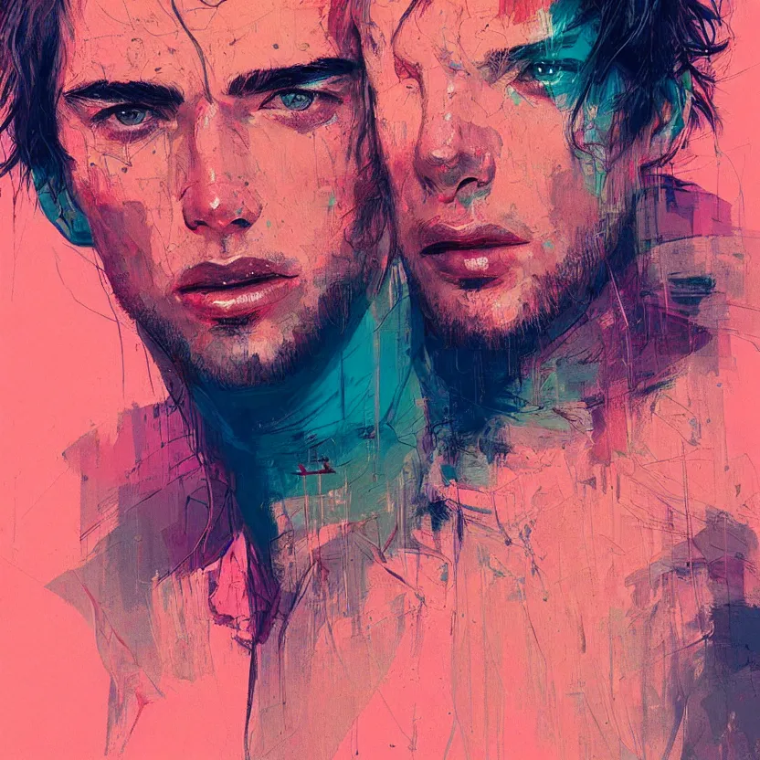 Prompt: close up portrait painting of a male in nineties street styling, concept art, intricate details, aesthetically pleasing pastel colors, art by conrad roset, impressionism, portrait