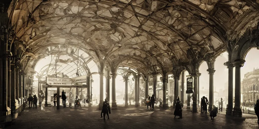 Prompt: train station archway by andreas franke