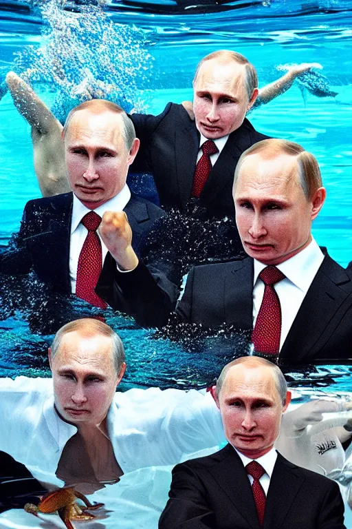 Image similar to Putin aquatic disco, hyper realistic photo, highly detailed