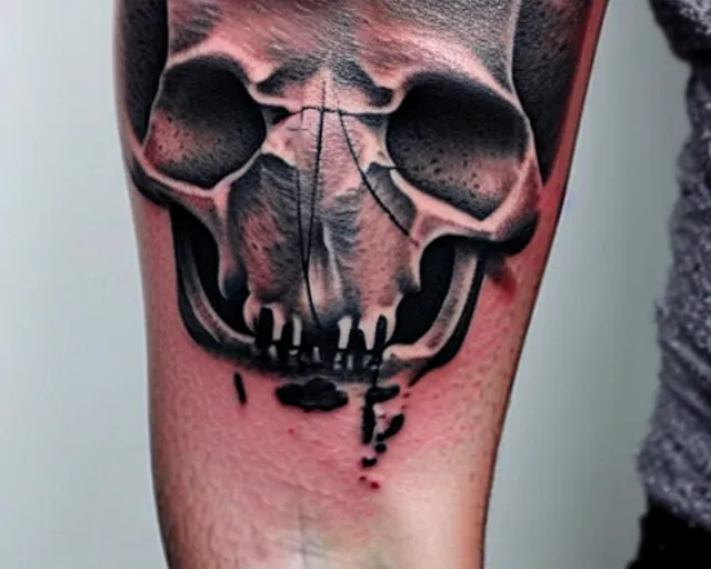 Prompt: tattoo of capybara skull, best minimalistic tattoo art