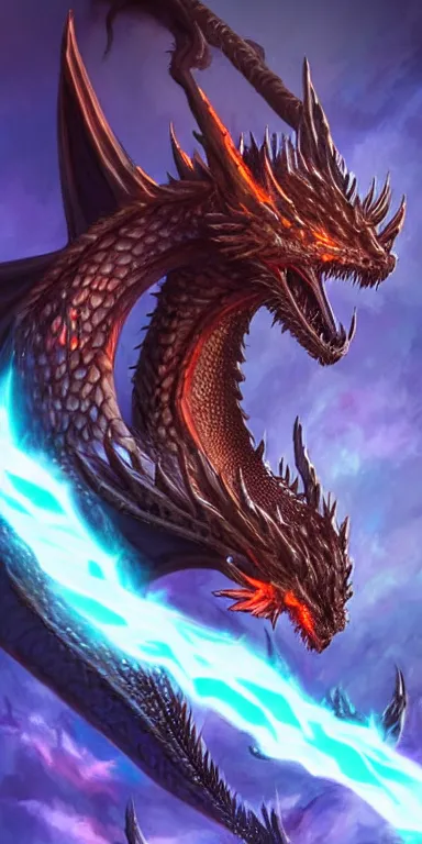 Prompt: draconic staff, dragon staff, ((((dragon)))) head on top of the staff, glowing draconic staff, epic fantasy style art, fantasy epic digital art, epic fantasy weapon art, hearthstone style art