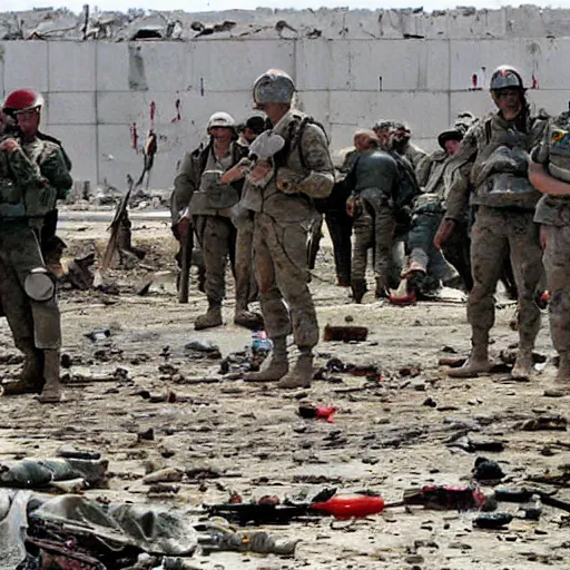 Prompt: aftermath of a bloody battle iraq war