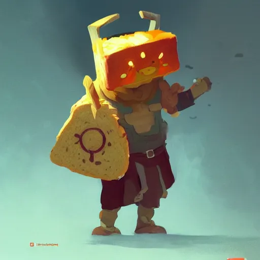 Image similar to portrait of viking toast, bread type pokemon, strong pixar wonder bread warrior, volumetric lighting, dynamic composition, art by sachin teng and sergey kolesov and ruan jia and heng z, scifi, fantasy, hyper detailed, ultra realistic, sharp focus, wildlife photography, national geographic, octane render, concept art