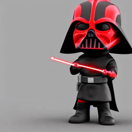 Image similar to darth!!! maul!!!, cute bobble!!! head!!!, blender render, depth of field