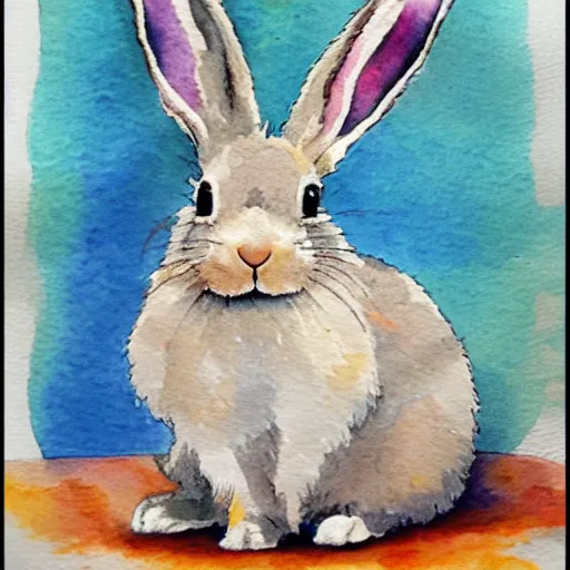 Image similar to water color painting of a bunny
