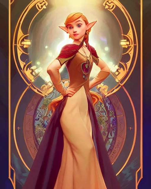 Prompt: portrait of disney zelda, intricate, elegant, highly detailed, my rendition, digital painting, artstation, concept art, smooth, sharp focus, illustration, art by artgerm and greg rutkowski and alphonse mucha and uang guangjian and gil elvgren and sachin teng, symmetry!!