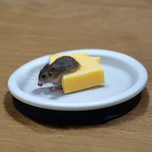 Image similar to mouse escaping on a raft made of cheese