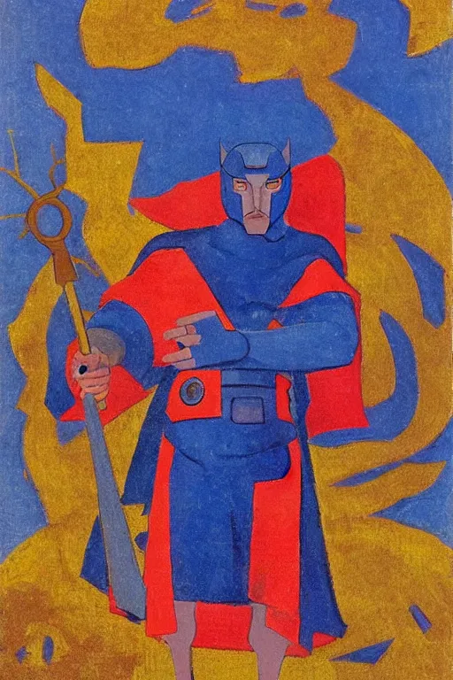 Prompt: thor with hammer, marvel, artwork by nicholas roerich,