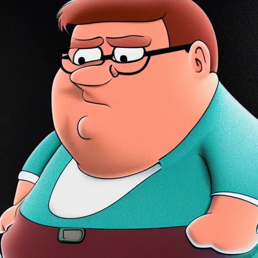 Prompt: a realistic version of peter griffin, portrait, photograph, real life, 4K resolution, studio quality, highly detailed