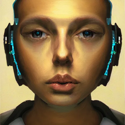 Prompt: a painting of artificial intelligence's self - portrait