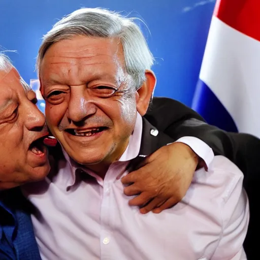 Image similar to amlo strangling with luisito comunica