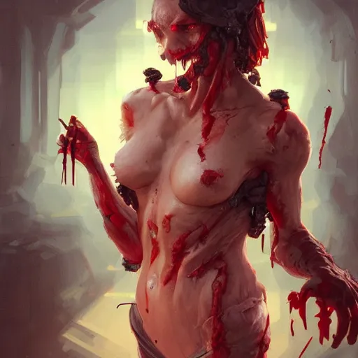 Prompt: a pc made out of flesh, gaming pc case, skin on the gaming pc, skinned alive, blood, teeth, intricate, highly detailed, digital painting, artstation, concept art, smooth, sharp focus, illustration, art by artgerm and greg rutkowski and alphonse mucha