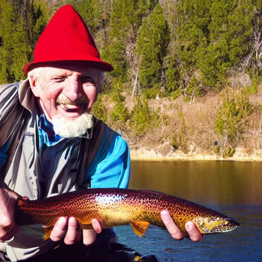 Prompt: Fly fisherman with birthday hat