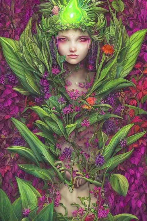 Image similar to book cover | plant fairy | digital painting | highly detailed | vivid colors | cinematic atmosphere | hyper detailed | yutaka kagaya