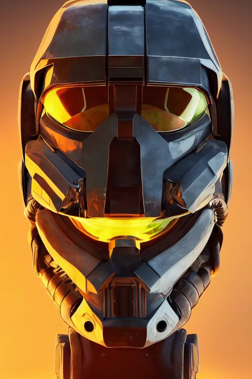 Image similar to robot ninja mask helmet halo master chief radiating a glowing aura global illumination ray tracing hdr fanart arstation by ian pesty and katarzyna da „ bek - chmiel