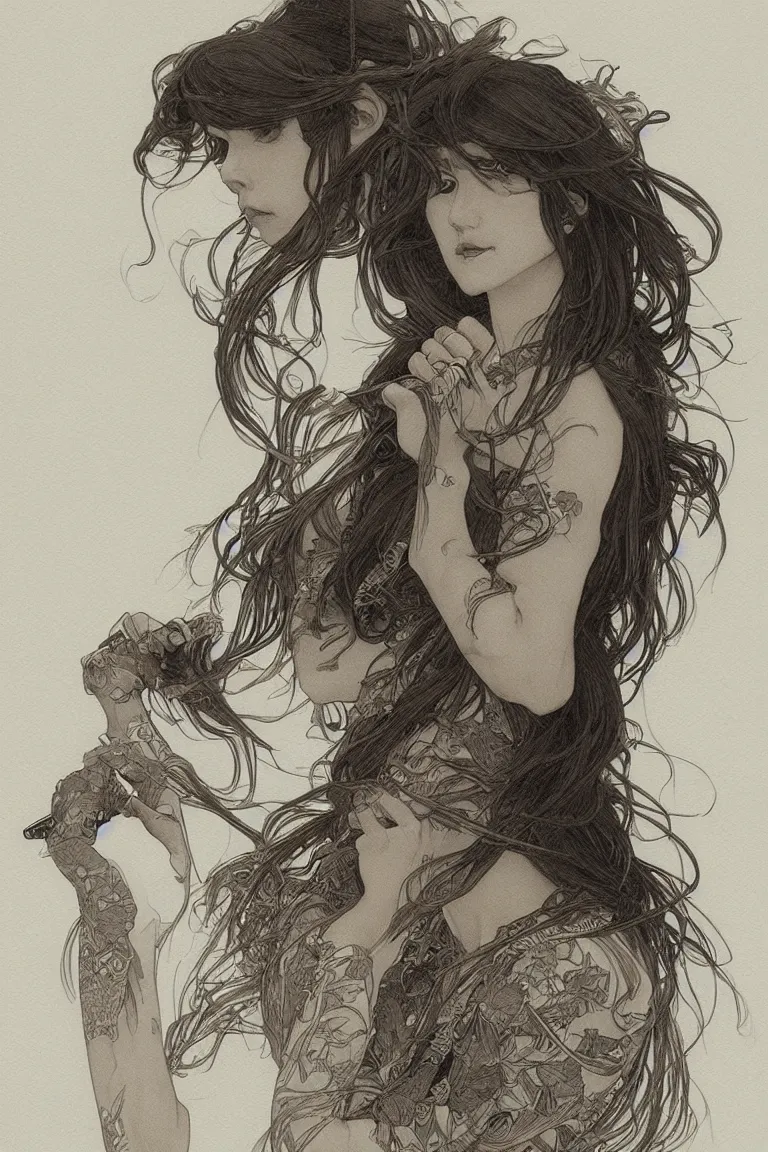 Prompt: amazing lifelike award winning pencil illustration of sad people shibuya punk skater artgerm Greg rutkowski alphonse mucha