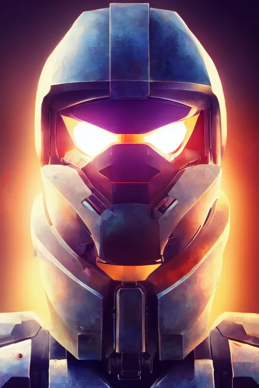 Image similar to robot ninja mask helmet halo master chief radiating a glowing aura global illumination ray tracing hdr fanart arstation by ian pesty and katarzyna da „ bek - chmiel