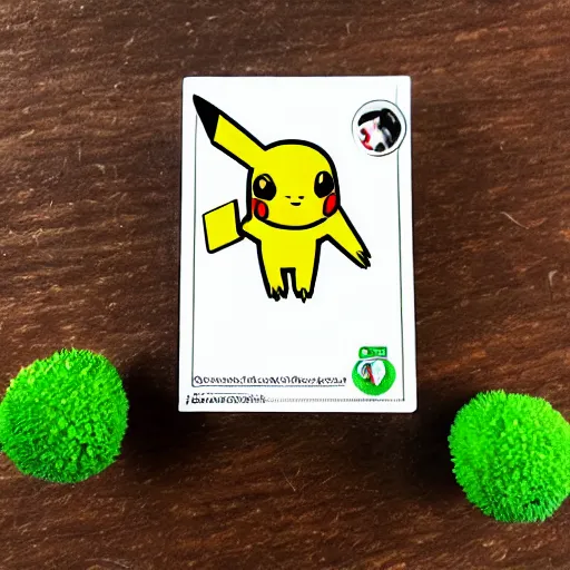 Prompt: a pokemon card showing a broccoli with hands