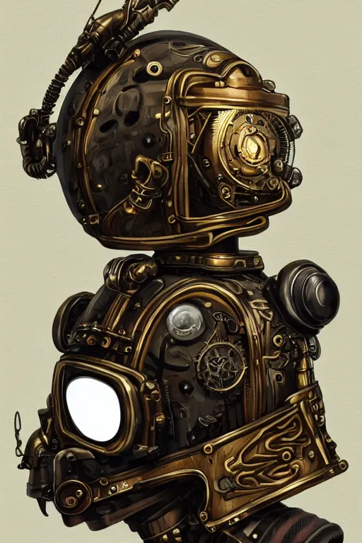 Image similar to steampunk helmet fantasy art mask robot ninja stylized digital illustration sharp focus, elegant intricate digital painting artstation concept art global illumination ray tracing advanced technology chaykin howard and campionpascale and cooke darwyn and davis jack