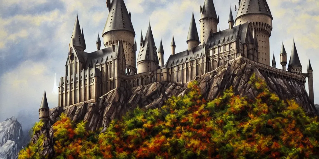 Image similar to hogwarts castle, painting