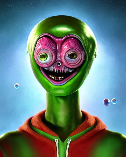 Prompt: an epic comic book style full body portrait painting of alien bubble head, elegant, character design by Mark Ryden and Pixar and Hayao Miyazaki, unreal 5, DAZ, hyperrealistic, octane render, cosplay, RPG portrait, dynamic lighting, intricate detail, summer vibrancy, cinematic