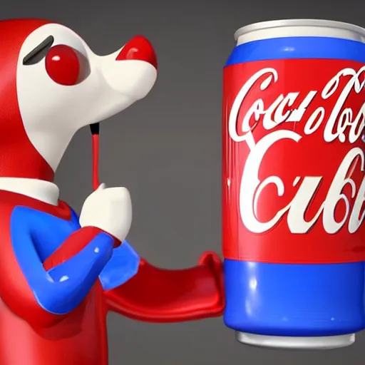 Image similar to An anthropomorphic can of coca-cola talking to an anthropomorphic can of pepsi cola, digital art, artstation