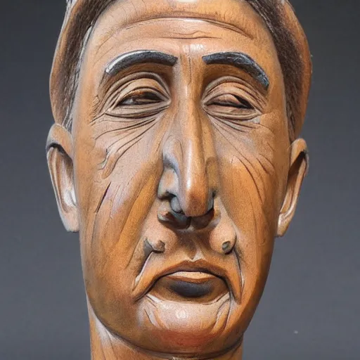 Image similar to andrej babis epic wooden statue painted in style of josef lada, high detail