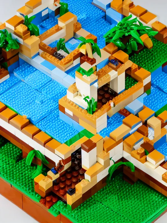 Image similar to miniature isometric lego diorama of tropical yogurt