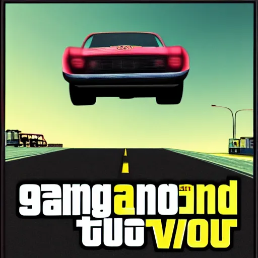 Image similar to speeding vehicle in the style of the Grand Theft Auto 3 cover art