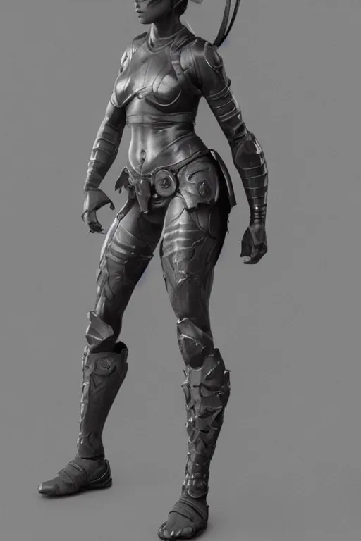 Image similar to a highly detailed sculpt of athletic girl in armor, cinematic light, featured on artstation, octane render, path tracing, sharp focus, 4 k